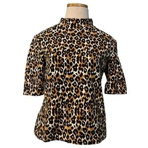 Anthropologie Leopard Mock Neck Top